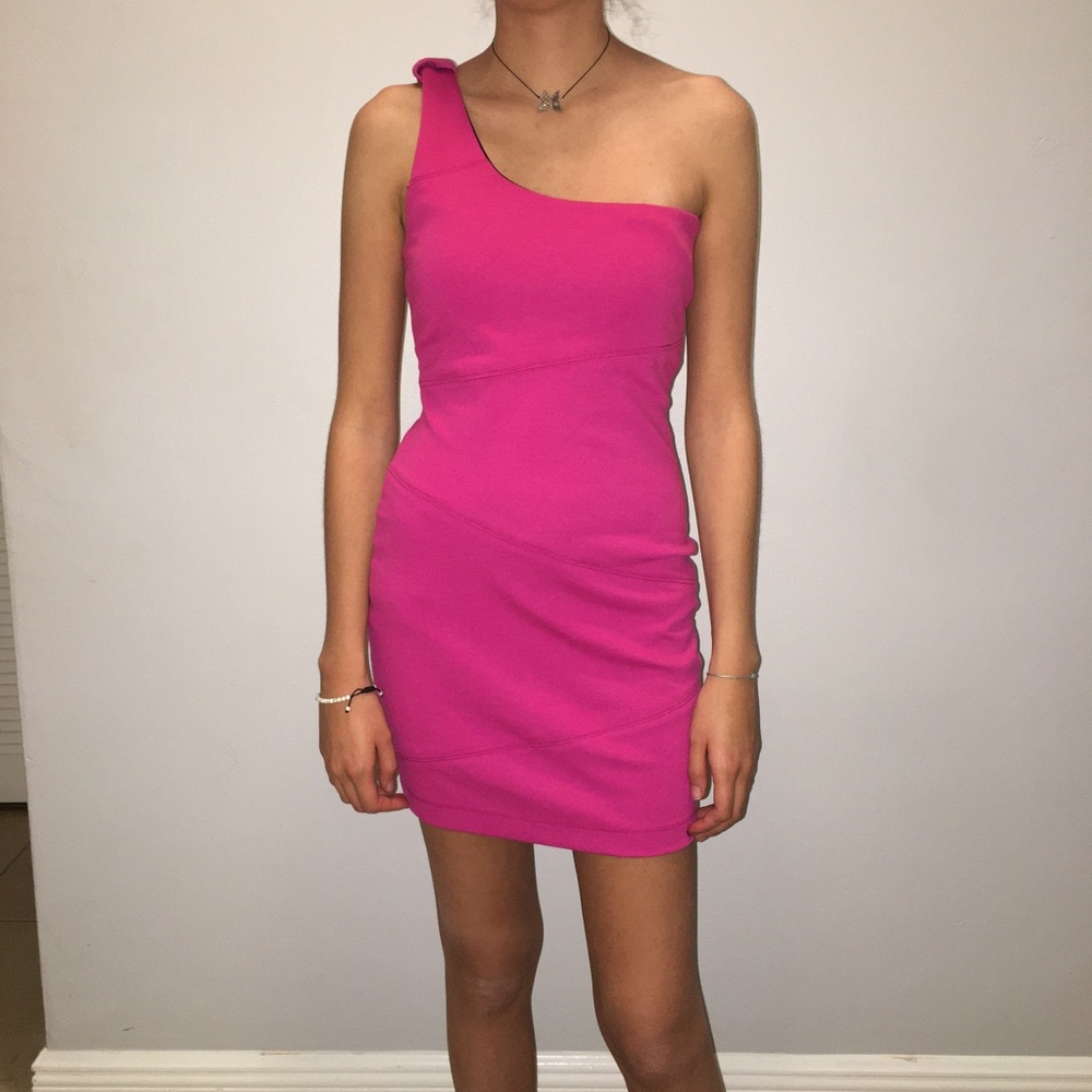 Zara Fucsia dress One Shoulder size S (EUC)